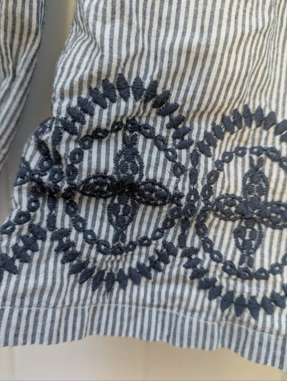 GAP Kids Striped and Embroidered Peasant Top